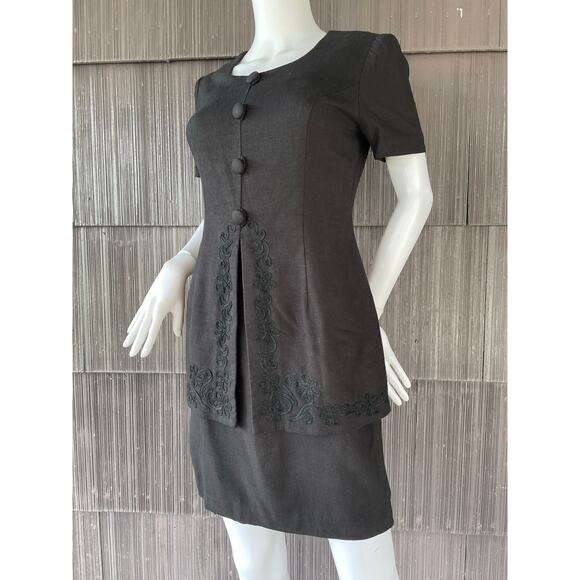 🔥Vintage Donna Ricco Linen Rayon Blend Embroidered Layered Mini Dress Size SP - Picture 6 of 16